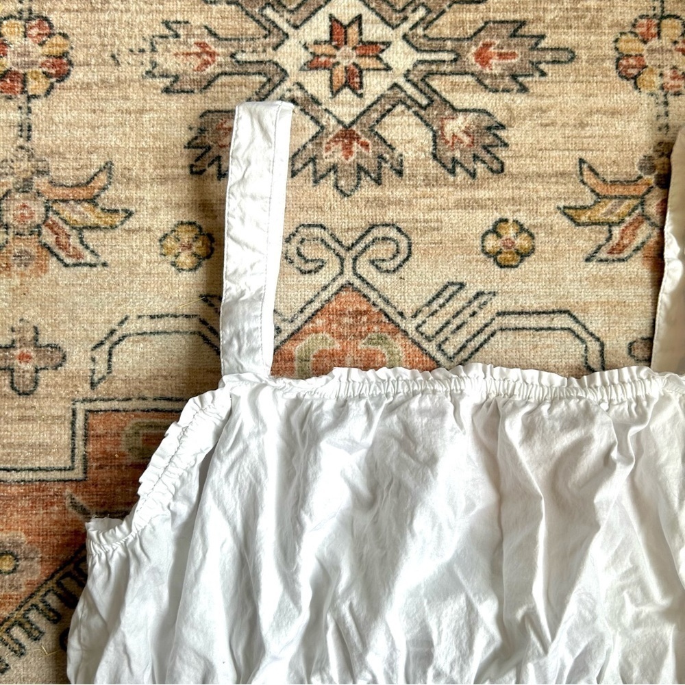 Madewell White Crop Top Sleeveless Square Neck Cinched Cottage Core - Picture 3 of 7